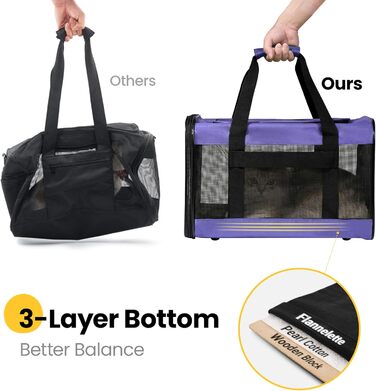 Транспортна переноска для собак та котів HITSLAM, складана, фіолетовий колір, розмір M (середній/великий), для авіаперельотів