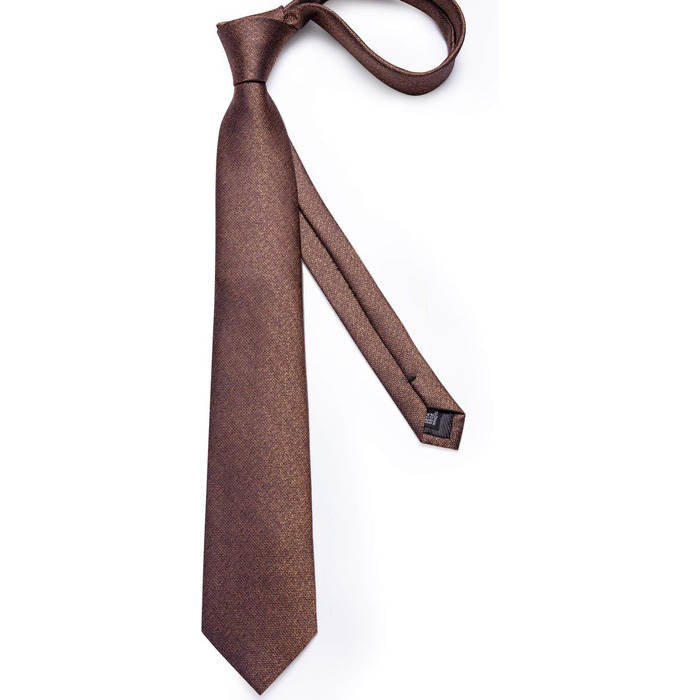 Чоловічий краватковий комплект DiBanGu: краватка та нагрудна хустинка. Шовк, для весілля та офіційних заходів, колір: коричневий