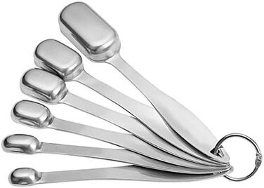 6-Piece Stainless Steel Measuring Spoon Set, Slim Measuring Teaspoon Set, Measuring Cups for Dry and Liquid Ingredients, Spices, Sugar, Coffee, Kitchen Scale