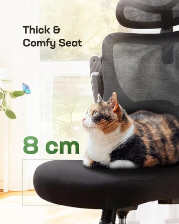 Офісний стіл Марсаїл: ергономічне крісло з регульованою поперековою підтримкою, підголівником та підлокітниками, регулювання висоти та функція гойдання, чорний