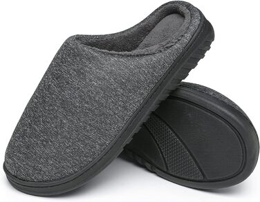 ЧайЧакс Теплі домашні тапочки з піною пам'яті для жінок та чоловіків, бавовна, 46/47 EU, чорний/сірий