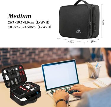 MATEIN Cable Bag Organizer, Cable Organizer Bag Travel Cable Bag 3-Layer Cable Organizer Cable Storage Cable Organizer Bag Charging Cable Bag Tech Pouch Electronics Bag for Phone, Black