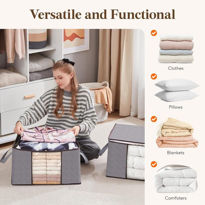 Органайзер для зберігання речей Lifewit (3 шт, 90л) - коробки для білизни, одягу, постільної білизни, сірого кольору