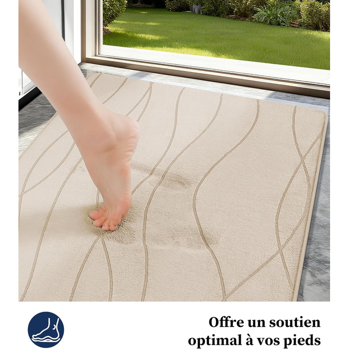 Килимок для ванної кімнати chakme з ефектом пам'яті (Memory Foam), протиковзкий та вологопоглинаючий, бежевий, 60x150 см