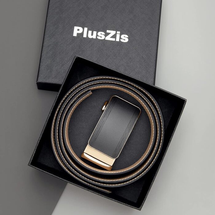 Чоловічий шкіряний ремінь з пряжкою-рачею, великий та тонкий, регульований 110 см/28'-36' розмір, золота пряжка + чорний ремінь