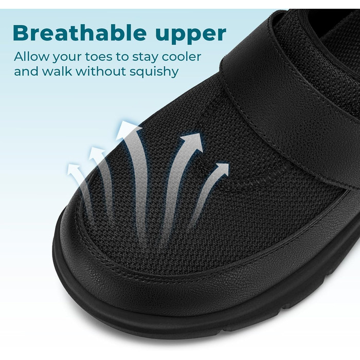 Домашні тапочки FitVille для чоловіків та людей похилого віку, широкі, з клямкою, чорні, розмір 41-50