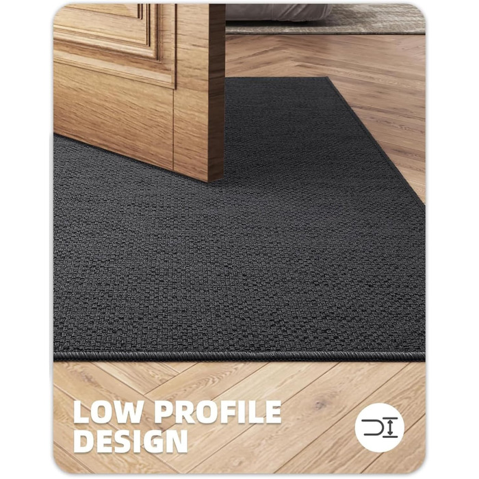 Килимок кухонний неслизький, 61x183 см, сірий, 4 мм, для кухні, перед пральною машиною, коридору