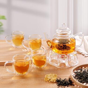 Скляний чайник CNGLASS з ситом із нержавіючої сталі, 900 мл, термостійкий для листового та розквітного чаю, прозорий