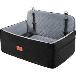 Автокрісло для собак середніх та великих порід, підйомник для собак, автоліжко для собак на заднє сидіння з 2 страхувальними ременями (чорний/сірий)