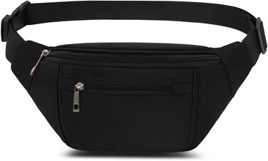 Чоловіча та жіноча поясна сумка на пояс, бананка, водонепроникна, для спорту, подорожей, кемпінгу, фітнесу, бігу (чорна)