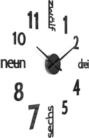 Cander Berlin MNU 0180 S XXL 3D Black Giants Designer Wall Clock Living Room Decoration Wall Tattoo with German Dial made of Acrylic