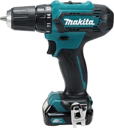 Акумуляторний дриль-шурупокрут Makita DF333DSAE 12V, 2.0Ah, 2 акумулятори + зарядний пристрій у транспортному кейсі, чорний/синій