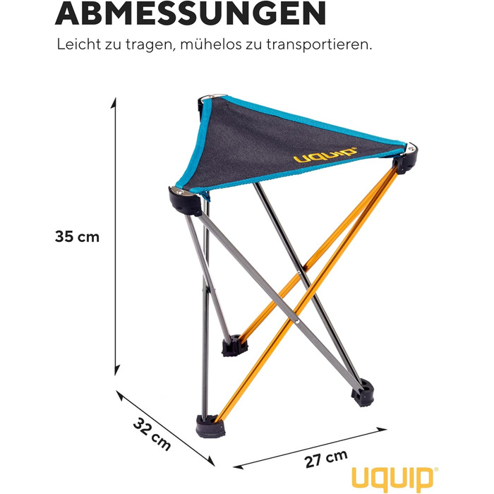 Складаний табурет Uquip Trinity M Mini - легкий, треножний, 150 кг, блакитно-жовтий (золото-сірий, великий)