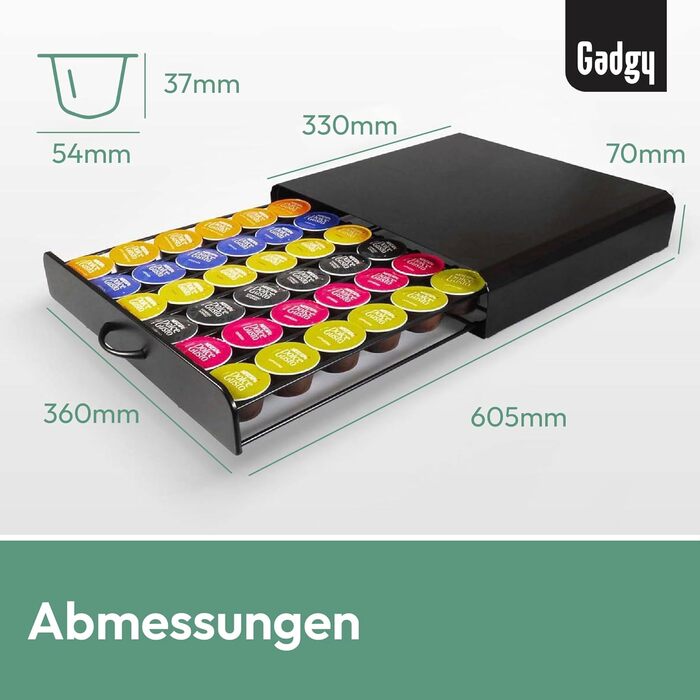 Тримач для капсул Nespresso Gadgy - органайзер для 50 капсул, нержавіюча сталь, чорний