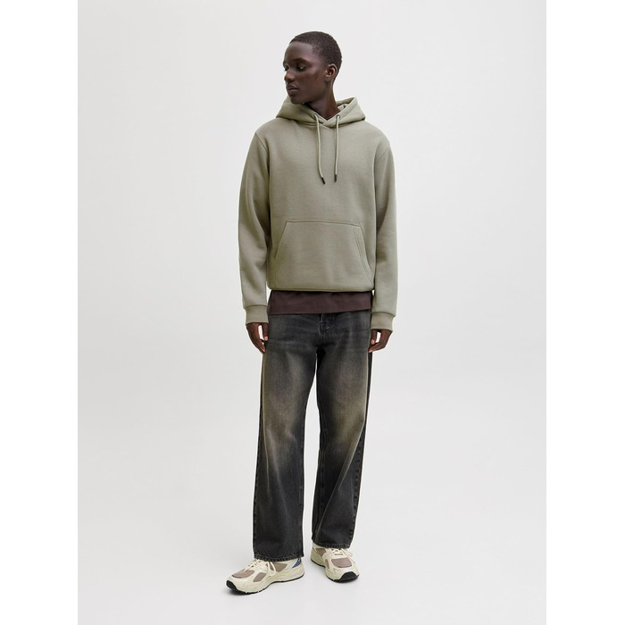 Чоловічий худі з каптуром JACK & JONES Mae однотонний, світло-сірий меланж (розмір XS, колір Vetiver)