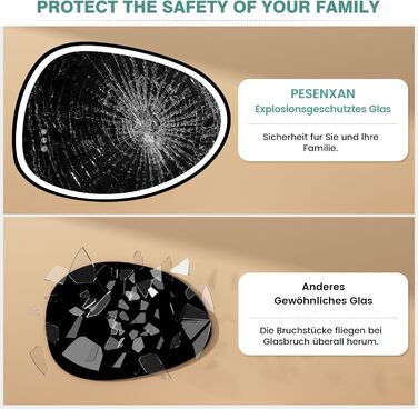 Дзеркало з підсвіткою, асиметричне LED, 75x55 см, з сенсорним вимикачем, антизапар, 3 кольори світла, регулювання яскравості, функція пам'яті, чорний (горизонтальне/вертикальне)