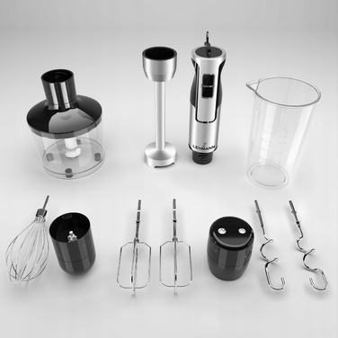 Ручний блендер Lehmann Blender LC — золоте лезо, 800 Вт, сріблястий/сірий
