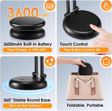 Світлодіодна лампа для читання One Fire 48 LED з USB, 10W адаптер, гнучка, 360°, чорна - нічник для дитячого ліжка