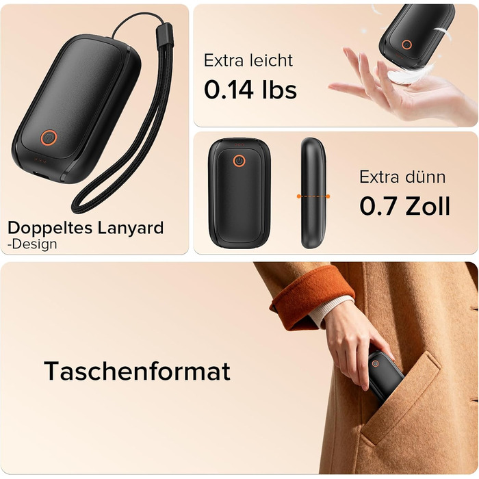 Електричні грілки для рук 2 шт. - акумуляторні, з магнітною застібкою, до 12 годин роботи, чорні - подарунок для жінок та чоловіків