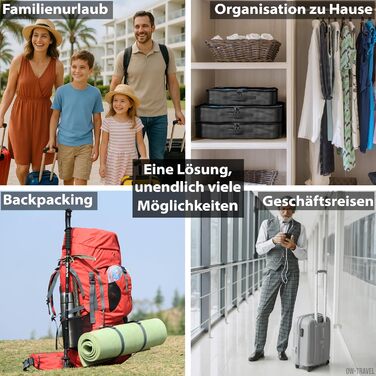 Органайзери для валізи OW-Travel: набір для пакування одягу (4 шт.) - синій