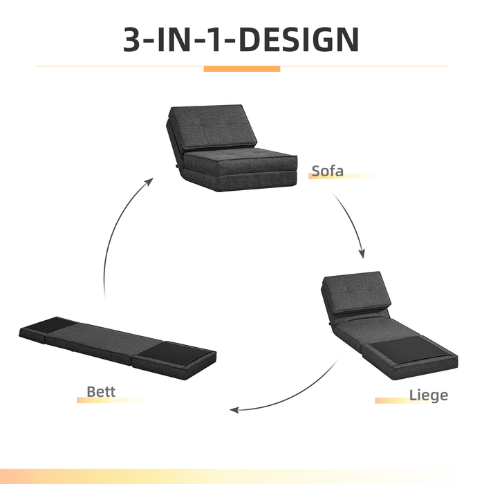 HOMCOM Floor Sofa Foldable Reclining Chair Floor Stool 5-Seat Adjustable Folding Chair Sleeper Sofa Futon Single Sofa Dark Grey 61 x 73 x 58 cm | Aosom