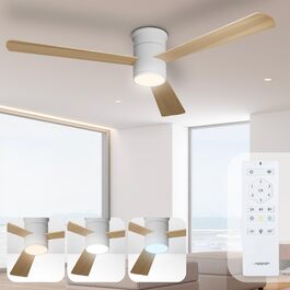 Стеляний вентилятор Noaton® Fornax Weiß з підсвічуванням, діаметр 132 см, DC мотор 40 Вт, регульоване LED-освітлення 22 Вт, 3 колірні температури, пульт дистанційного керування, таймер, повітряний потік до 185 м³/хв (Zoya WL)