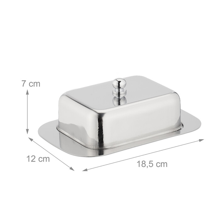 Relaxdays Stainless Steel Butter Dish with Lid