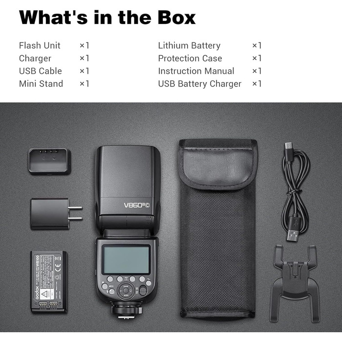 Спалах Godox V860III-S E-TTL II: Швидкість 1/8000s, GN60, 450 спахів, сумісний з Canon EOS