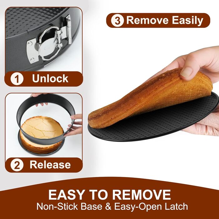 Набір форм для випічки isheTao Springform (4 шт.) - діаметр 11/18/23/26 см, знімний дно, антипригарне покриття, для пирогів, кексів, піци та кішів, з вуглецевої сталі