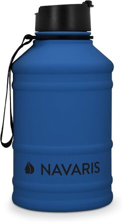 Navaris спортивна пляшка для води 2,2 л з нержавіючої сталі, BPA Free, синя, для тренувань, спортзалу, велика місткість