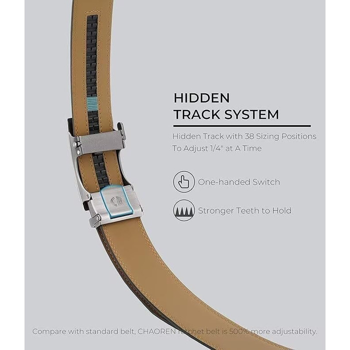 Чоловічі ремені CHAOREN (2 шт.): шкіряні, з автоматичною пряжкою, 35 мм, регулюються, чорний/коричневий, розмір 90-100 см