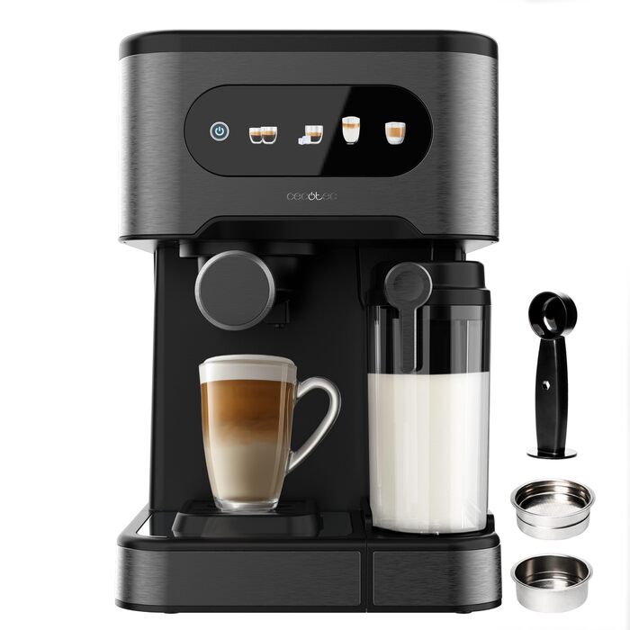 Кавомашина Cecotec Power Espresso 20 ColdBrew Latte Fresh: 1350W, 20 Бар, ColdBrew, Сенсорний екран, 1.5л резервуар, капучинатор, нержавіюча сталь