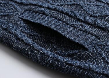 Чоловіча в'язана кофта-кардиган з коміром-стійкою та скрученим візерунком. Тепла флісова куртка з блискавкою для чоловіків (XL, сірий & блакитний)