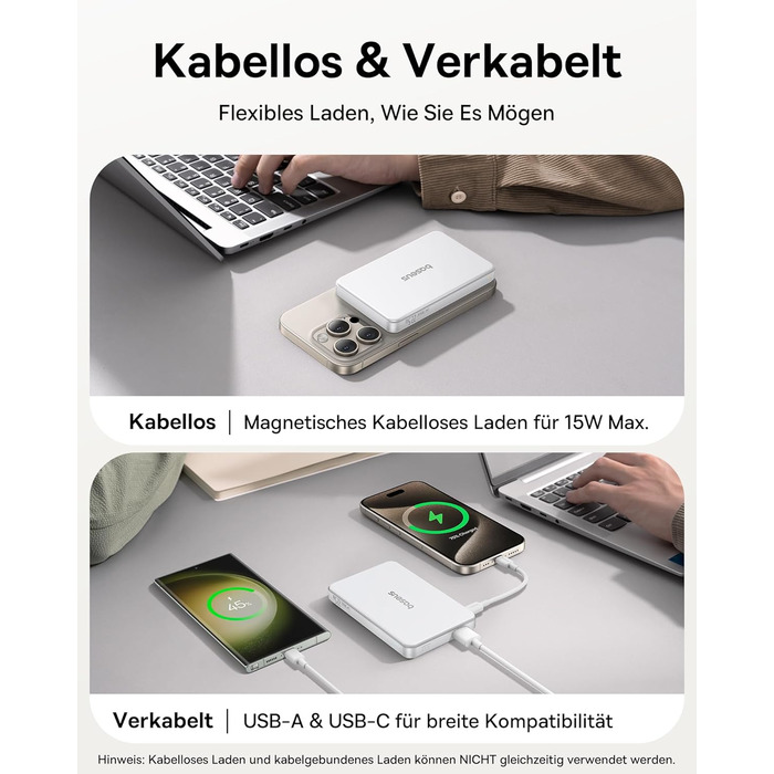 Power Bank Baseus 10000mAh з MagSafe Qi2, 22.5W PD, USB-C, Білий