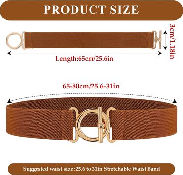 Жіночий еластичний ремінь Amaxiu з золотою пряжкою, тонкий для джинсів, штанів, суконь (світло-коричневий)