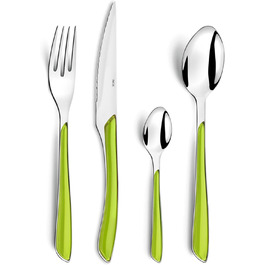 Amefa ECLAT Cutlery Set, 24-piece, Cutlery Set for 6 People, Plastic Handles in Pastel Green, Dishwasher Safe, Cutlery Made of Stainless Steel