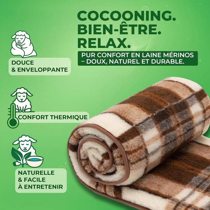 Плед з мериносової вовни, 240x200 см - теплий та м'який плед з 100% мериносової вовни, великий та пухнастий, вага 500 г/м², дихаючий матеріал, сірий колір