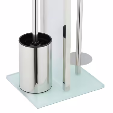 Relaxdays Standing Toilet Set, Stainless Steel & Glass