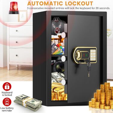 Мобільний сейф Mejasg Safe Tresor: компактний вогнестійкий сейф для дому, грошей, медикаментів та коштовностей (23x17x17 см, 65л)