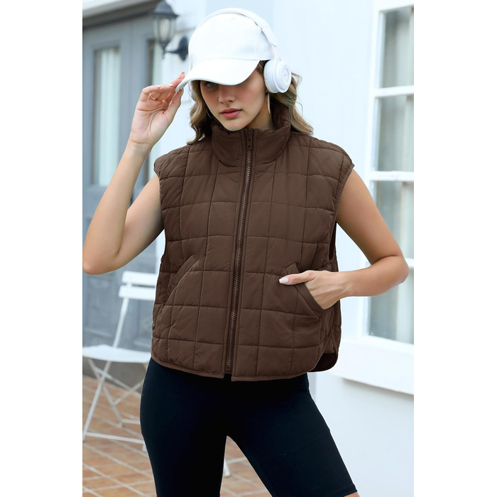 ZEAGOO Жилет чоловічий теплий осінній/зимовий, легкий, з кишенями, колір: коричневий (L)