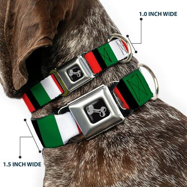 Нашийник для собак Buckle-Down з пряжкою Italy Flags, 2.5 см (1 дюйм) ширина, розмір M (11-17 дюймів)