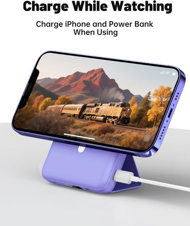 Powerbank Yiisonger Magsafe 10000mAh з бездротовою зарядкою, LED-дисплеєм та USB-C кабелем (фіолетовий)