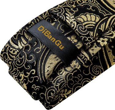 Набір краваток DiBanGu для чоловіків: візерунок пає, краватка, кишеньковий хустинка, краваткові застібки, для весілля та офіційних заходів (чорний / золотий)