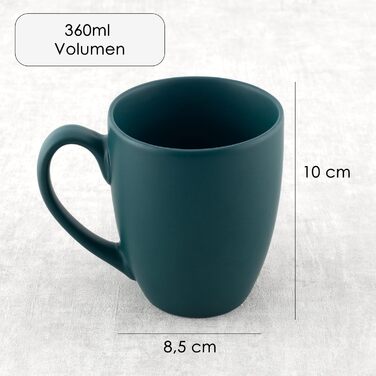 Large Coffee Mug Set – Coffee cups made of high-quality and sturdy ceramic, large handles, large mugs (natural colors, set of 6)
