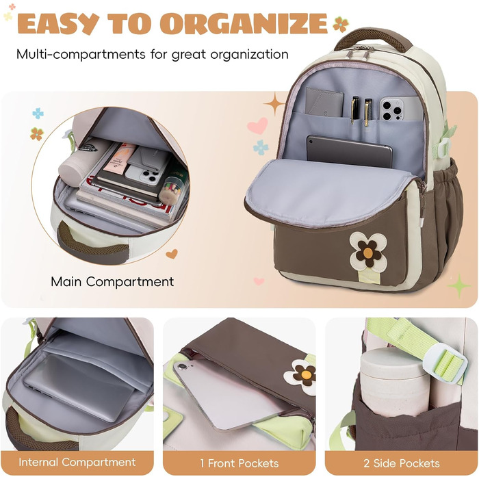 Шкільний рюкзак для дівчинки-підлітка 2025, для школи, гімназії, старшої школи, водонепроникний, для ноутбука 15.6