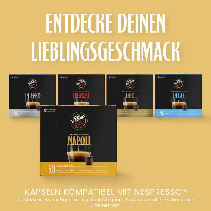 Кавові капсули Caffè Vergnano 1882 Napoli, сумісні з Nespresso, 50 шт