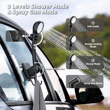 Mytrix 2024 Upgraded Portable Camping Shower Full Set: 6000mAh Rechargeable Power Suction Pump with Smart Display, Multi-Modes Spray Head & 5-Gallon Water Foldable Bucket for Outdoor Travel and Hiking