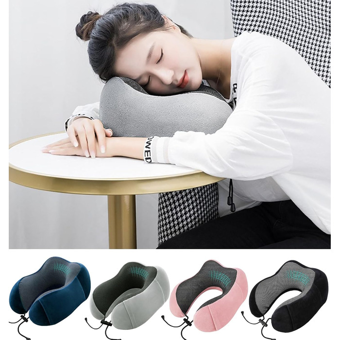 Подушка для шиї MASMAS з Memory Foam: ортопедична підтримка для подорожей (чорна)