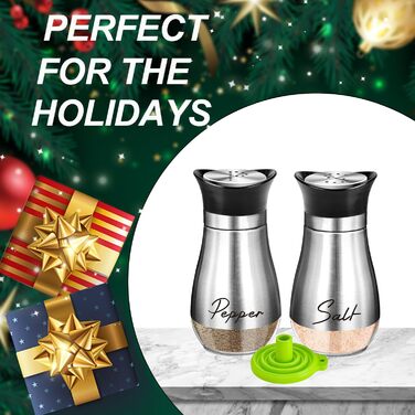 Набір для солі та перцю з нержавіючої сталі з скляною пляшечкою, дозатор спецій, аксесуари для кухні, дому, ресторану, обіднього столу (сріблястий)