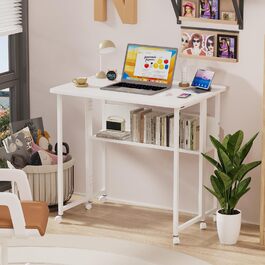 Стіл для ноутбука в ліжко Lapdesk, складний Betttisch, регульований кут 360°, портативний, для читання книг (80 x 58 x 75 см, білий)